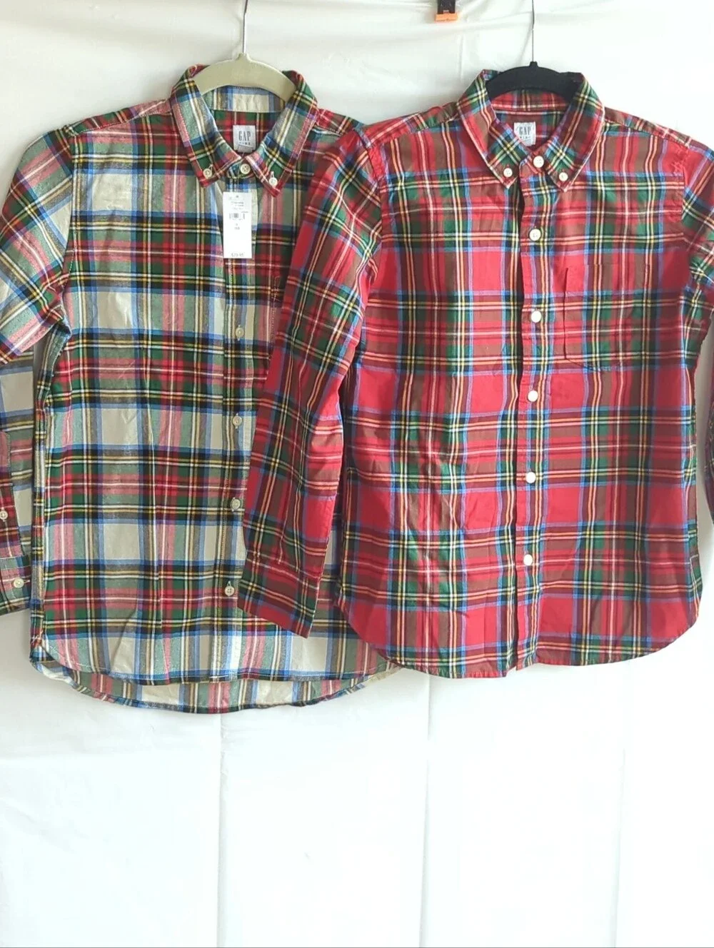Gap Kids Plaid Long Sleeve Cotton Button-up Shirts Lot Of 2 Size L (10) NWT